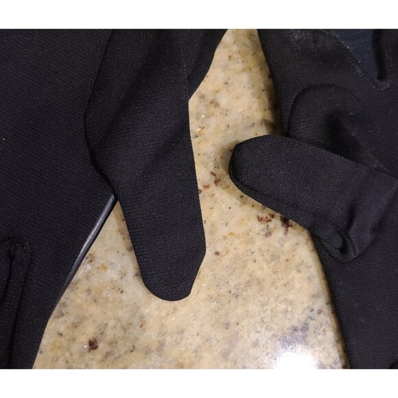 Vintage Size XS-S Black Patent Faux Leather Stretch Formal 8" Gloves Go Go - Picture 10 of 13